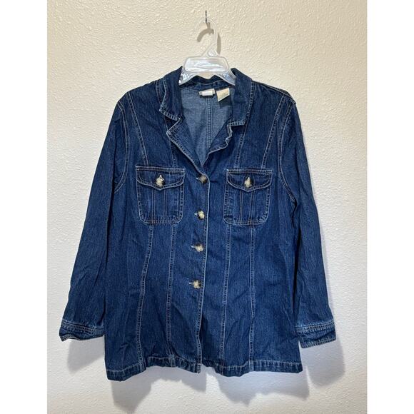 VINTAGE Women’s St Johns Bay Denim Jean Barn Chore Jacket Coat, size 16W XL - Picture 1 of 5